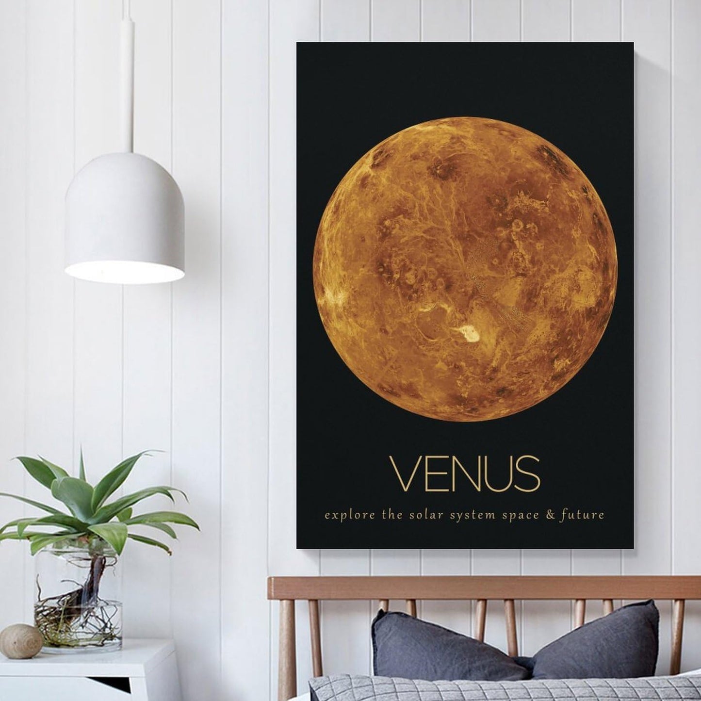 LGDSBHH Minimalist Venus Solar System Canvas Wall Art - Educational Space Planet Poster - Science Classroom & Kids Bedroom Decor - 12x18 Inch (Unframed)