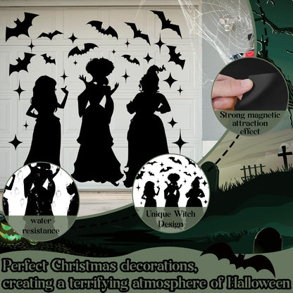 29 Pcs Halloween Witch Magnet Stickers Witch Garage Decoration Bat Refrigerator Decals for Halloween Party Home Door Car Decor Party Supplies