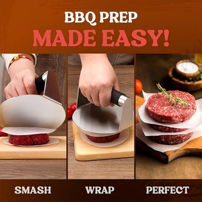 Pisol Smash Burger Press, Hamburger Smasher Tool for Griddle, Stainless Steel Ham Patty Press with Anti-Scald Handle, 5.5" Non Stick Grill Press for Smashburger, Bacon, Ground Beef, Meat, Sausage