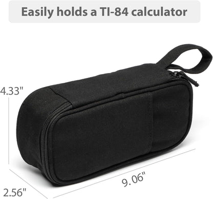 Pencil Case Pouch Box Bag School Supplies Girls Boys Kids, Cute Preppy Stuff Large Big Capacity Aesthetic Pen Organizer, Back to College Stationary, Coal Black, Heavy Duty Canvas, 1800ml