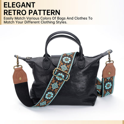 Dksongr Purse Strap Replacement Crossbody Adjustable Bag Strap Retro Jacquard Embroidery Wide Shoulder Strap for Women Handbags