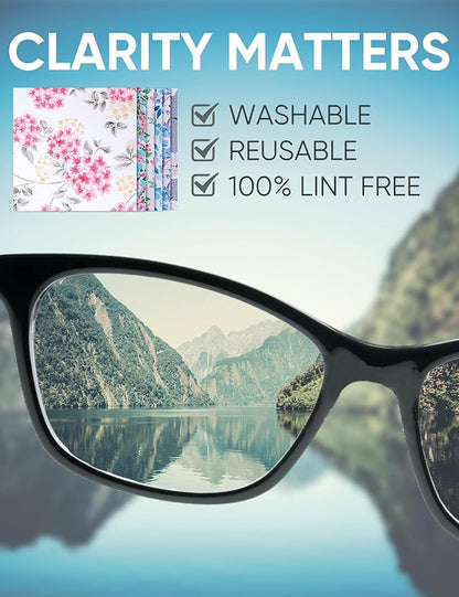 6PCS Thickened Glasses Cleaning Cloth Elegant Flower Design Microfiber Cleaning