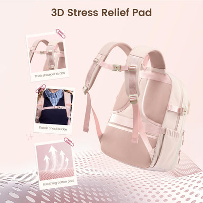 LOVEVOOK School Backpack for Teen Girls,Student Backpack Purse for 8-16 Teenage,Cute Kid Bookbag with Large Cup Holder,Back to School Backpack Fit 15.6 Inch Laptop,College Travel Bag for Daughter Gift