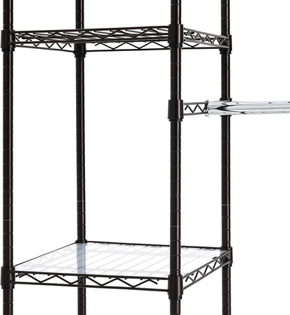 Amazon Basics Expandable Metal Hanging Closet Organizer and Storage Rack Wardrobe with Shelves, 57-80''L x 14''W x 72''H, Bronze