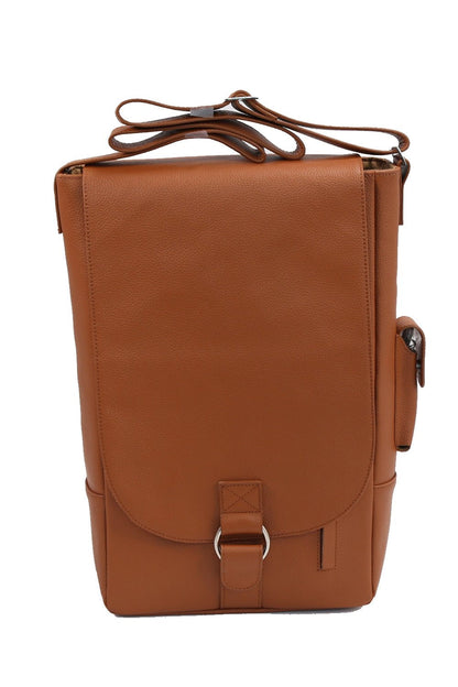Primeware Vino2 Two Bottles Saddle Leather Wine Tote Messenger Carrier (Brown)