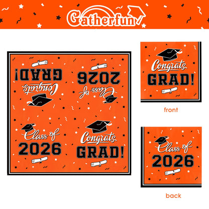 Graduation Party Plates and Napkins Gatherfun Graduation decorations 2026 Orange Disposable Paper Plates Luncheon Napkins Cocktail Napkins for Congrats Grad Party Decorations, Serve 50