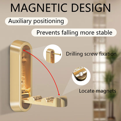 HNCSGJMY 4PCS Foldable Wall Hooks, Heavy Duty Zinc Alloy Flip-Down Coat Hooks with Screw Mount, Holds up to 44 Lbs, Space-Saving Folding Wall Hangers for Bathroom, Closet, Bedroom, Entryway (Gold)