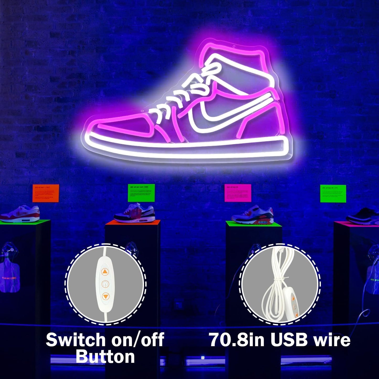 Sneaker Neon Signs for Wall Decor Dimmable Shoe LED Signs Neon Lights for Bedroom Man Cave Home Neon Wall Sign Shoe Light up Signs Decor