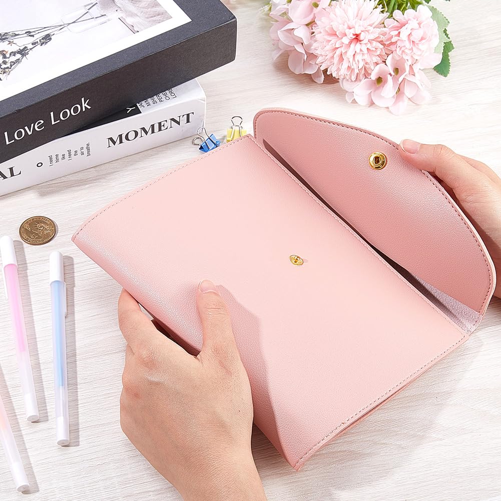 CRASPIRE A5 Leather Notebooks Cover for Pink PU Journal Planner Travelers Notebook with Card Slots Pen Holder File Folder Business Pocket Documents Portfolio Organizer Briefcase for Refillable Notepad