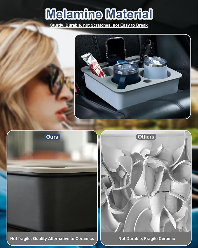 Couch Cup Holder Tray, Bonfixe Stable Couch Caddy for Bed and Sofa, Upgraded Capacity Health-Friendly Silicone Anti-Spill Drink Holder Organizer for Snacks Beverage (White-Black)