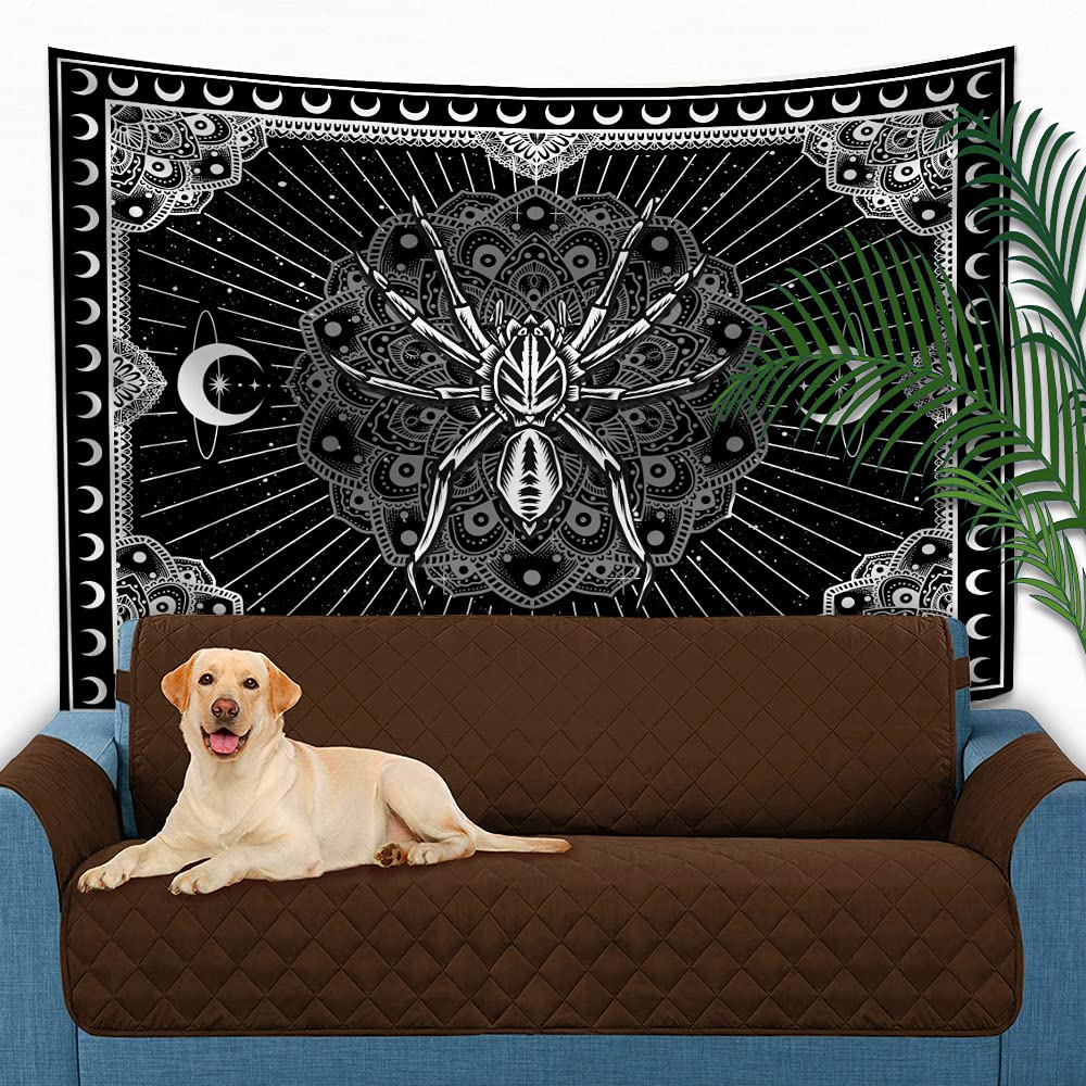 UHOMETAP Mandala Spider Wall Art - Bohemian Tapestry With Starry Sky and Moon Pattern for Living Room, Bedroom, Office - 80x60 Inches