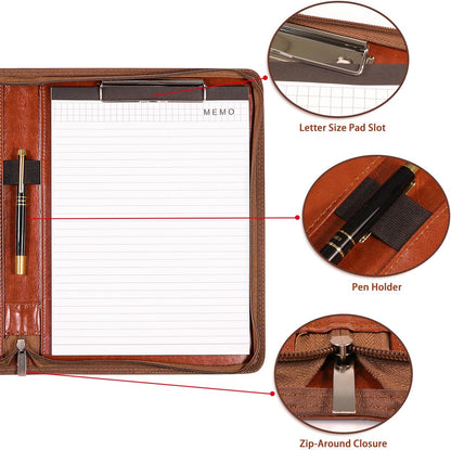 Customized Employees Organizer Padfolio Planner, Personalized Leather Portfolio for Staffs Colleagues, Custom Employee Gift, Brown Leather Padfolio for Colleague, Portfolio Planner for Men