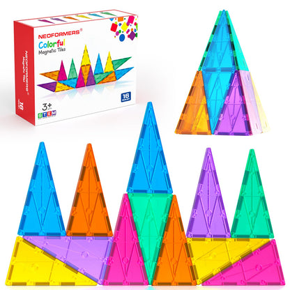 NEOFORMERS Magnetic Tiles Building Block Set: 16PCS Isosceles Triangle Expansion Pack Construction Building Blocks, Starter Set for Kids Ages 3+