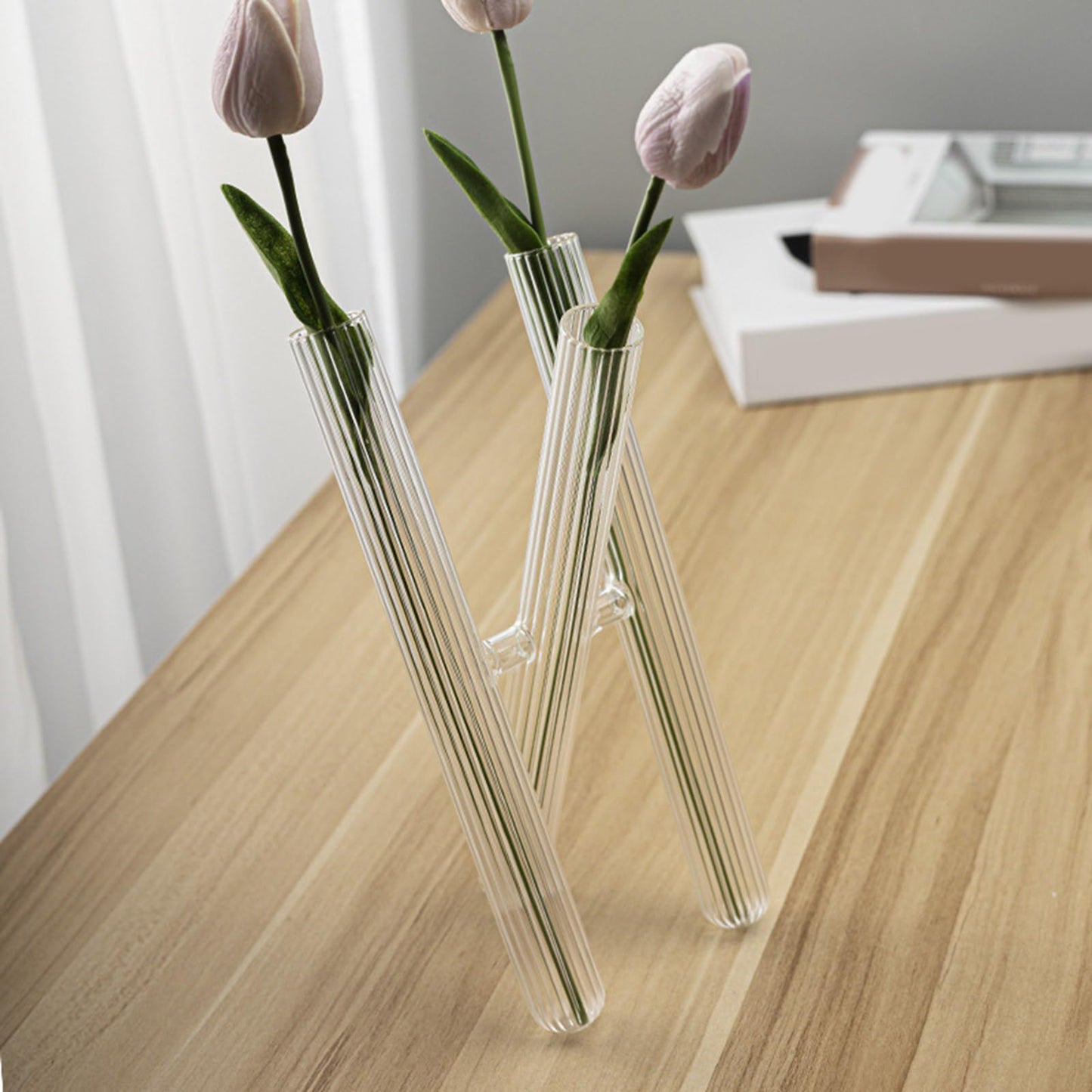 Glass Flower Vases 3/4 Tube Plant Terrariums for Hydroponic Plant Container Home Wedding Decorations Striped Glass Vases