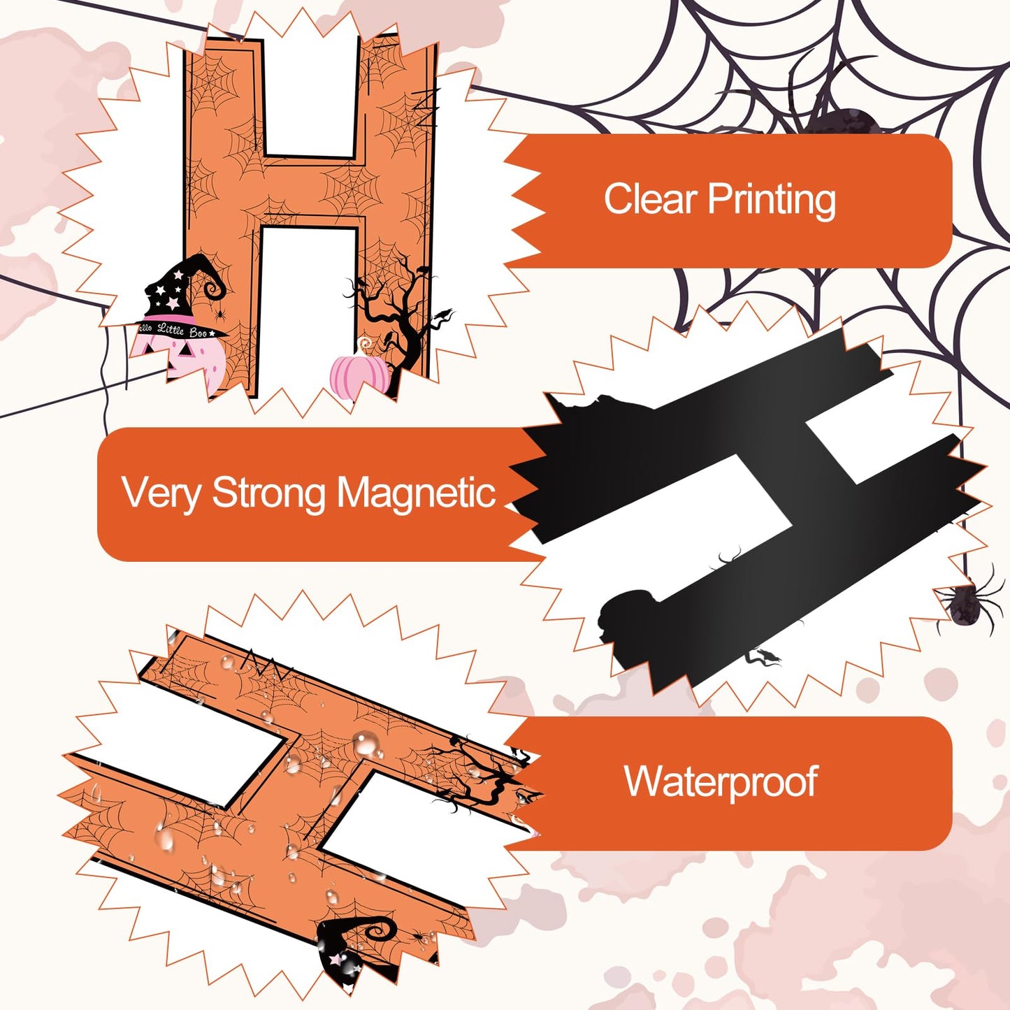 JarThenaAMCS 19Pcs Happy Halloween Garage Magnets Decoration Pink Cute Ghost Garage Door Decals Halloween Magnetic Refrigerator Stickers for Party Home Car