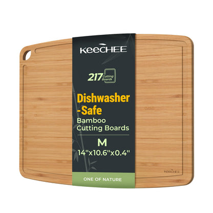 Dishwasher Safe Bamboo Cutting Boards Durable Lightweight Wood Cutting Board for Busy Kitchen, Easy Clean Wooden Chopping Boards with Juice Groove Set of 3 (L+M+S)