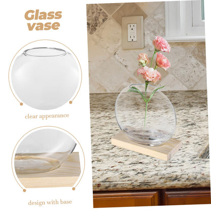 SUPVOX 2sets Glass Plant Wooden Base for Home Decor Indoor Hydroponic Plant Display Elegant Terrarium Design for Office and Wedding Decoration