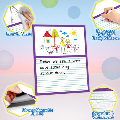 Aizweb Giant Magnetic Draw & Write Paper,Dry Erase Handwriting Lined for Classroom Whiteboard Accessories, Writing Chart Paper Teacher Must Have Homeschool Teaching Supplies,Teacher Essential