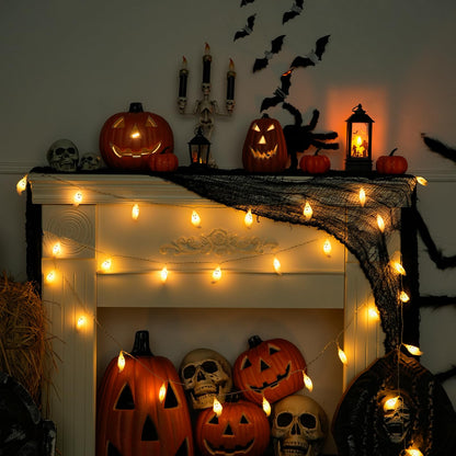 JMEXSUSS 30 LED Halloween String Lights, Cute Battery Operated Ghost String Lights Indoor for Fireplace Party Porch Room Halloween Decorations (Warm White)