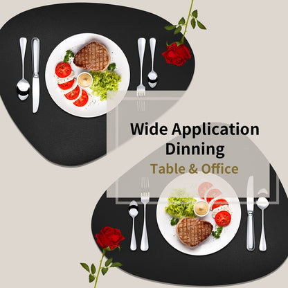 Herda Black Placemats Set of 6 for Dining Table Mats, Faux Leather Place Mats Wipeable Washable Placemats for Round Table Mats for Dining Patio Heat Resist Easy to Clean Halloween Place Mats Indoor