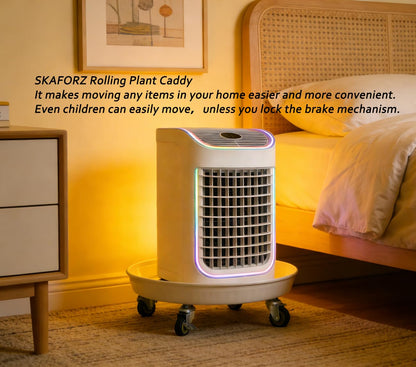 SKAFORZ Rolling Planter Caddy(470lbs Capacity), Heavy Duty Metal Plant Stand with Brake Wheels Plant Dolly Mover Plant Pot Tray Saucer for Indoor Outdoor 18inches White