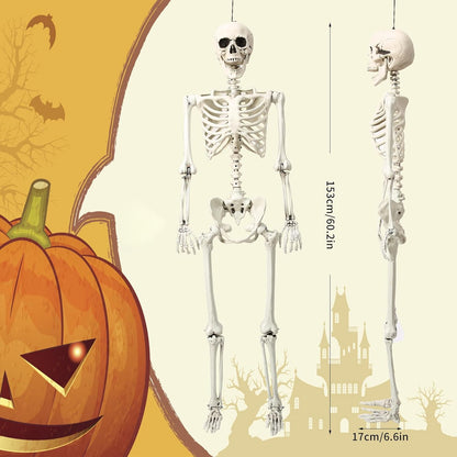Abakuku 5.4 ft Posable Halloween Skeleton Decorations,Human Bones for Halloween Party with Movable Joints,for Haunted Houses, Front Lawn, Graveyard Props
