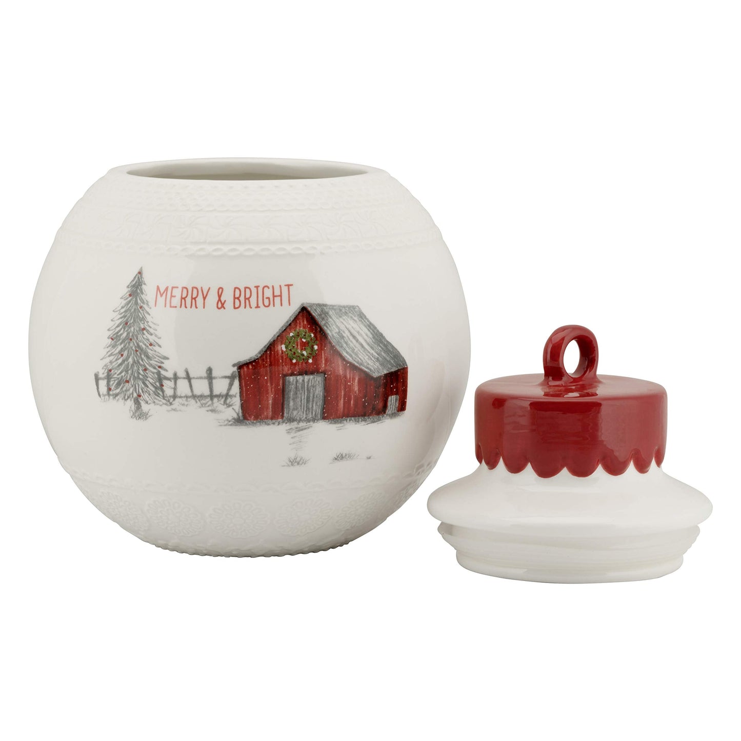 10 Strawberry Street "Merry & Bright" Ornament Cookie Jar - Large