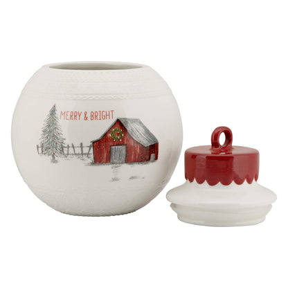 10 Strawberry Street "Merry & Bright" Ornament Cookie Jar - Large