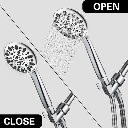 Hsmhose Shower Shut Off Valve, Shower Flow Control Valve,Soild Brass Flow Pressure Regulator for Handheld Shower Head G1/2 Chrome