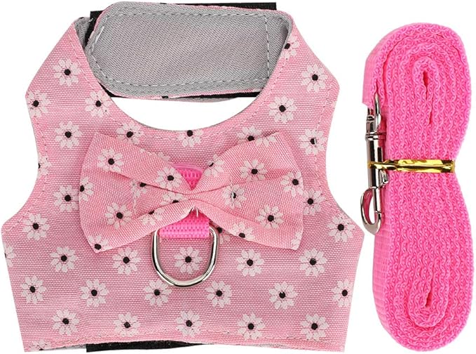 GLOGLOW Small Pet Leash Vest, Soft Fabric Rabbit Harness and Guinea Pig Carrier for Small Pets with Adjustable Straps, Great for Indoor and Outdoor Activities (S)