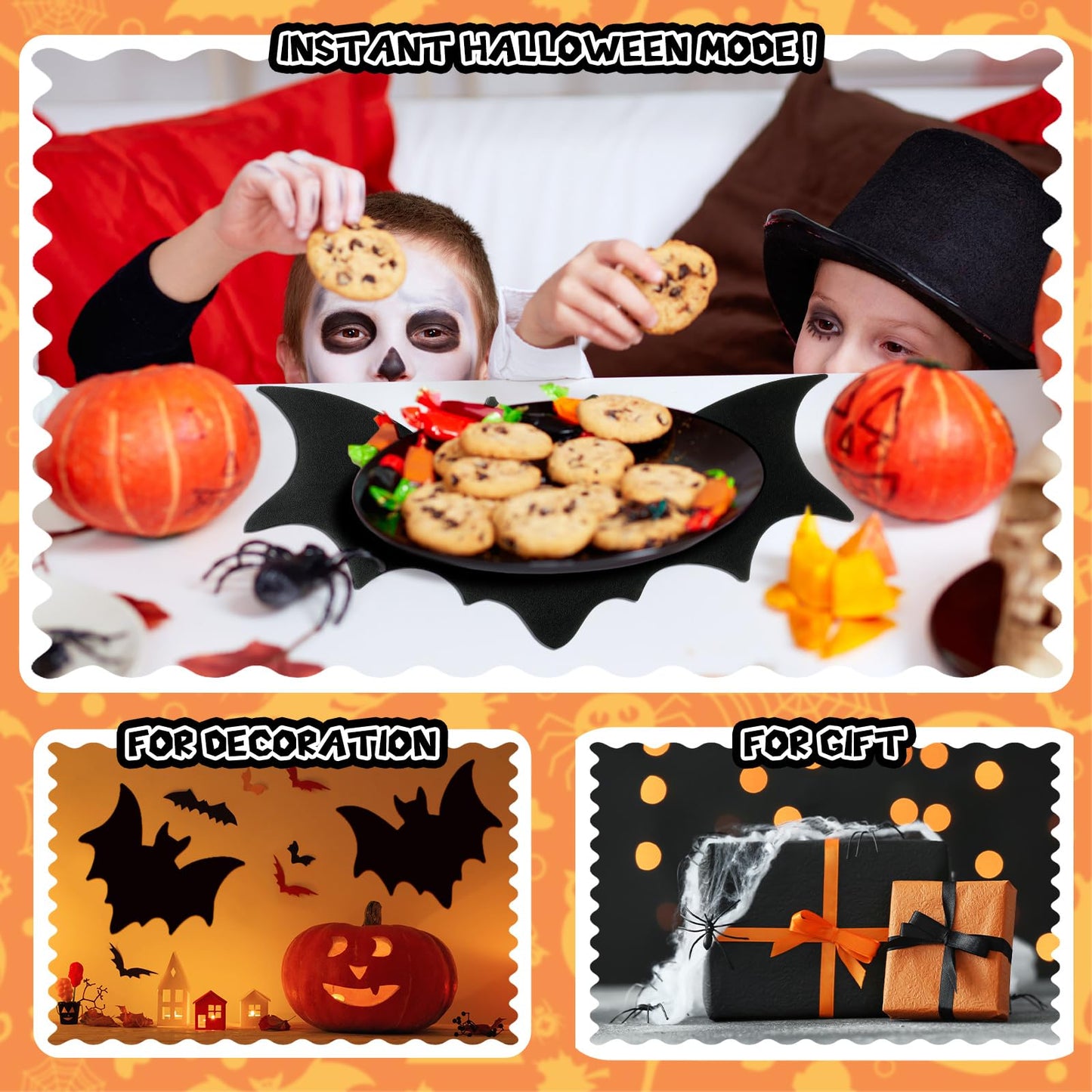 Remerry 4pcs Leather Halloween Bat Shape Placemats Washable Bat Place Mats Set of 4 Black Gothic Table Mats Table Decoration for Indoor Outdoor Party Resistant Kitchen Kitchen Dining Gift
