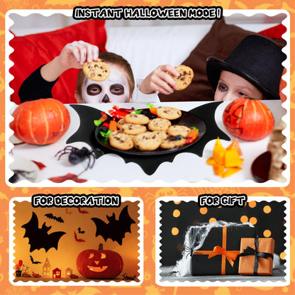 Remerry 4pcs Leather Halloween Bat Shape Placemats Washable Bat Place Mats Set of 4 Black Gothic Table Mats Table Decoration for Indoor Outdoor Party Resistant Kitchen Kitchen Dining Gift