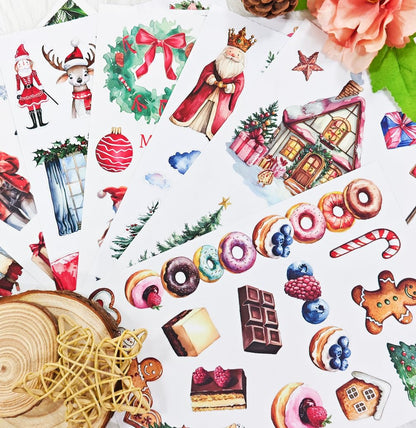 20 Sheets Pre-Cut Christmas Stickers for Scrapbooking, Bullet Journaling, Card Making & Planners - Xmas Sticker Book with Festive Holiday Designs, Self-Adhesive Scrapbook & Junk Journal Supplies
