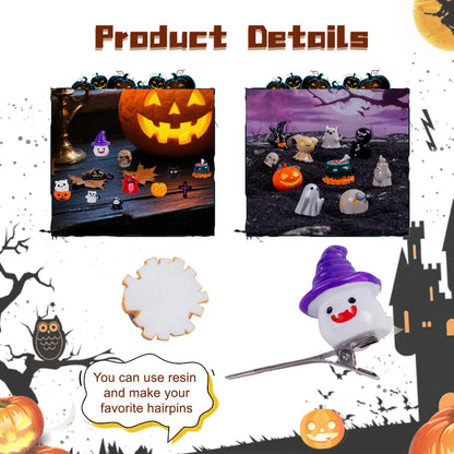 Nerfcareani 50pcs Halloween Mini Resin Figurines for Crafts Tiny Miniature Figures to Hide Pumpkin Ghost Skull Miniatures Bulk for Halloween Party Favors Table Idoor Bag Fillers Garden Dollhouse Decor