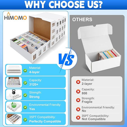 4 Pack Trading Card Storage Box 12500+ Count Cards Storage Box with 48 Card Divider White Sports Card Boxes Bulk Card Cases Cardboard Card Collection Trading Card Boxes for Basketball MTG TCG Cards