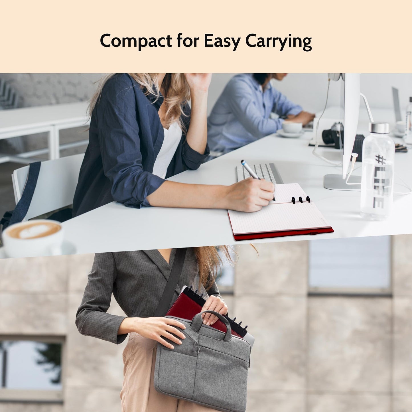 Yoment Refillable Notebooks for Work Discbound: Hardcover Notebook with 5 Subject Removable Dividers Tabs Colleged Ruled Large Journal for Writing Women Men 240 Pages,Dark Red