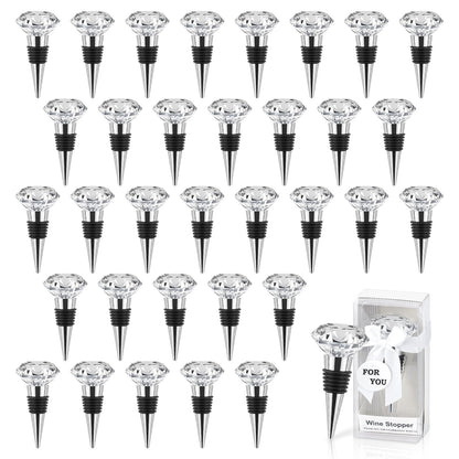 30PCS Crystal Wine Stoppers Diamond Decorative Wine Bottle Stopper for Wedding Bridal Shower Souvenir Decorations Keepsakes for Guests