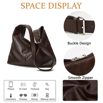 SongKedora Women Large Hobo Bags Vegan Leather Shoulder Handbag Slouchy Tote Purses for Travel Shopping (Coffee)