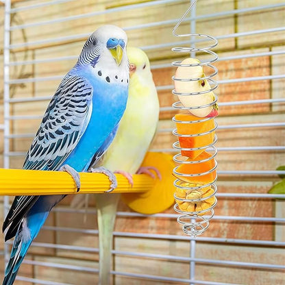 2 Pack Small Bird Millet Spray Holder & Snack Feeder - Hanging Parrot Treat Stand with Cuttlebone & Mineral Block for Beak Exercise, Metal Cage Accessories for Small Parrots & Parakeets Gifts