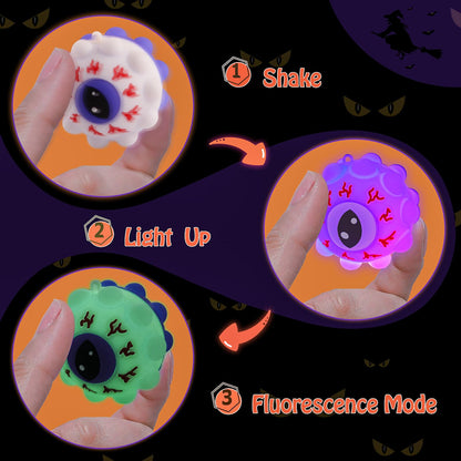 Ksmky 24PCS Halloween Light Up Eye Pop Ball, Halloween Party Favors for Kids, Halloween Toys for Trick or Treat, Goodie Bag Stuffers, Classroom Prizes