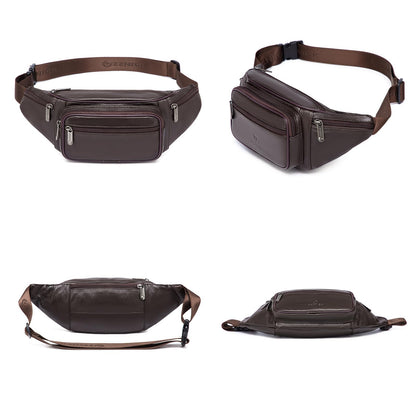 ZZNICK Genuine Leather Fanny Pack/Waist Bag/Organizer with Adjustable Belt, Multiple Pockets For Men and Women