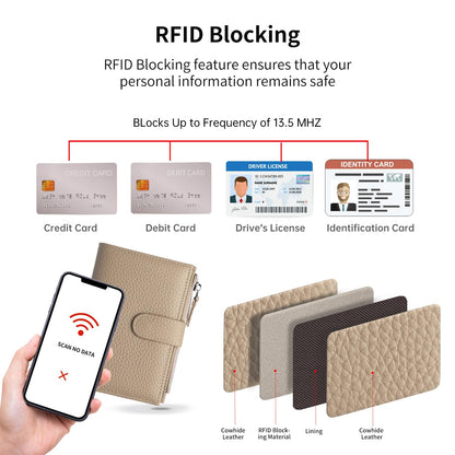ilovever Passport wallet and Card Slot Combo RFID Blocking Slim Leather Travel Passport Wallet for Men and Women with Zippered Coins Pocket Passport holder, Grey