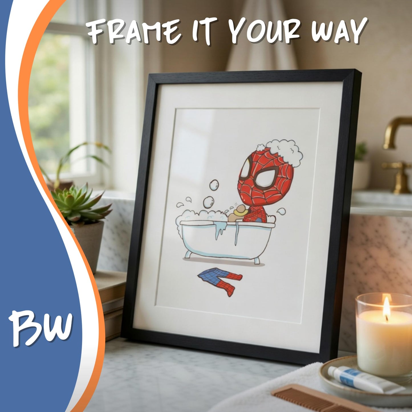BigWig Prints Spider Man Bathroom Decor Makes Potty Training Fun Spiderman Kids Bathroom Wall Art Set Of 6 Unframed (8x10)