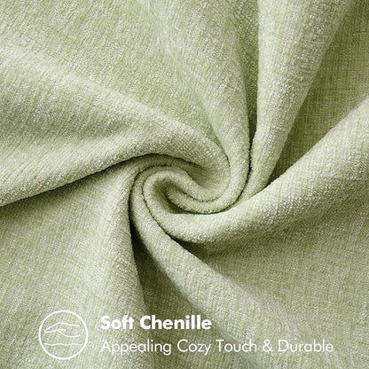 MIULEE Pack of 2 Summer Throw Pillow Covers 16x16 Inch Light Green Farmhouse Decorative Pillow Covers with Stitched Edge Soft Chenille Solid Dyed Pillow Covers for Couch Sofa Bed Living Room