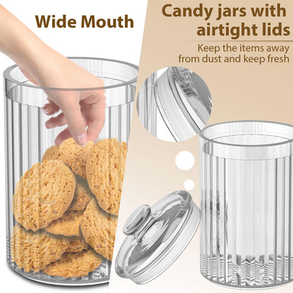Vinkoe Cookie Jar, 51oz Acrylic Candy Jars with Lids, Apothecary Jars, Clear Cookie Jars for Easter, Christmas, Candy Buffet, Office Desk, Party Table, Nuts, Cookies, Chocolate, Coffee Pod, Tea