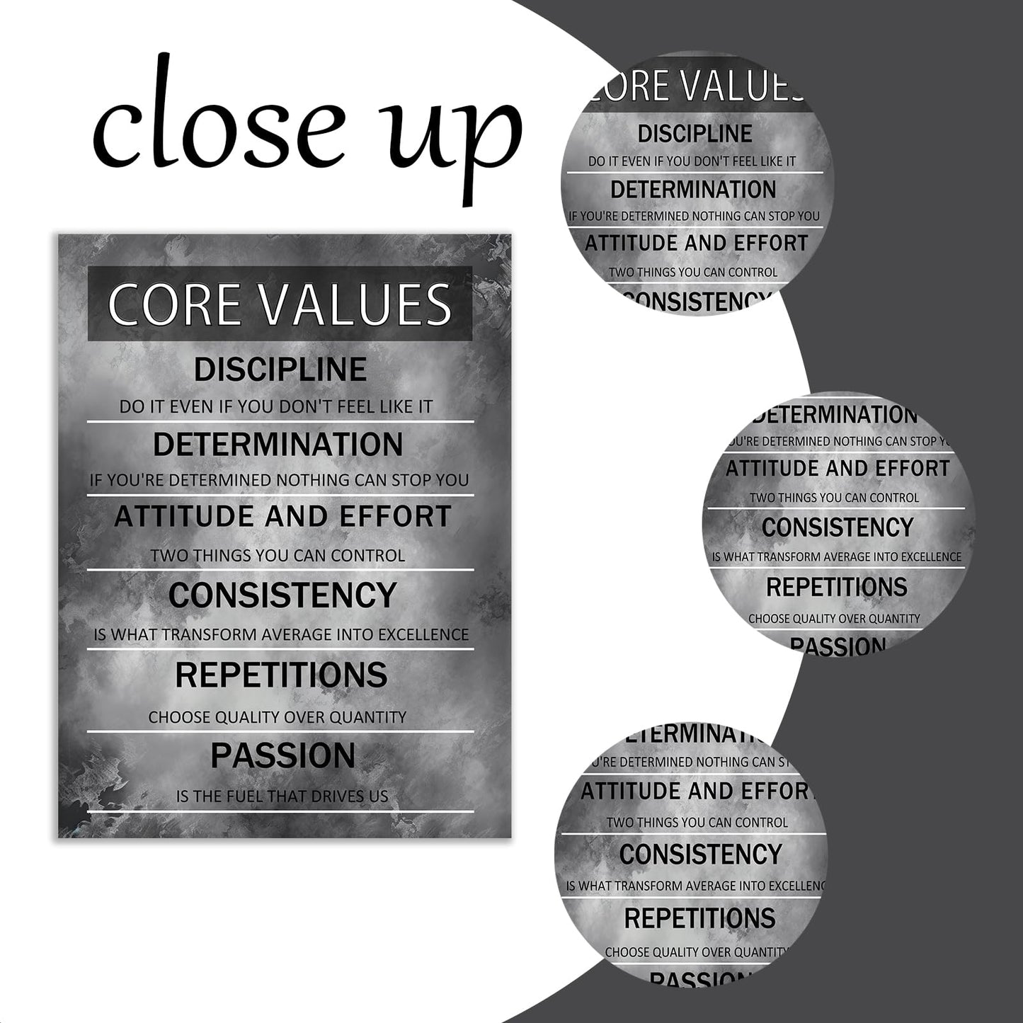 PJQART Core Values Inspirational Canvas Wall Art Motivational Poster Painting Artwork for Living Room Office Modern Home Decor Prints Pictures Wall Decor Framed Ready to Hang [18''W x 24''H]