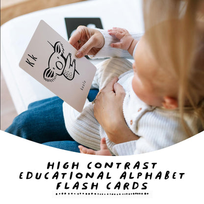Wee Gallery High Contrast Alphabet Cards Letter Flash Cards, ABC Flashcards for Toddlers, Preschool Large Alphabet Flash Cards
