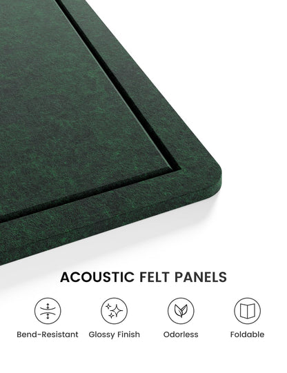 Fluxynara Bulletin Board,35.4" x 23.6" Cork Board Alternative with 12 Safe Removable Adhesive Tabs, Foldable Felt Pin Board for Home Office, Classroom, Bedroom,Entryway for Walls—Pine Green