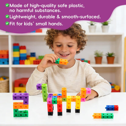 HSDAV 100 Pcs Math Linking Cubes - 10 Colors Connecting Counting Snap Blocks, Math Manipulatives for Early Math & Construction, Educational Toy for Preschool, Kindergarten, Homeschool
