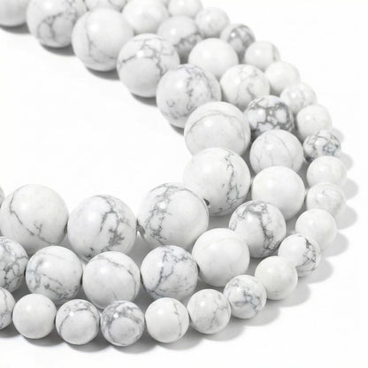 Yochus 45pcs White Howlite Turquoises Beads，8mm Healing Power Natural Stone Round Loose Beads for Jewelry Making Earring Necklace DIY Crafts